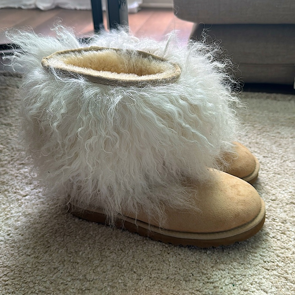 UGG Sheepskin Cuff Ankle Boots